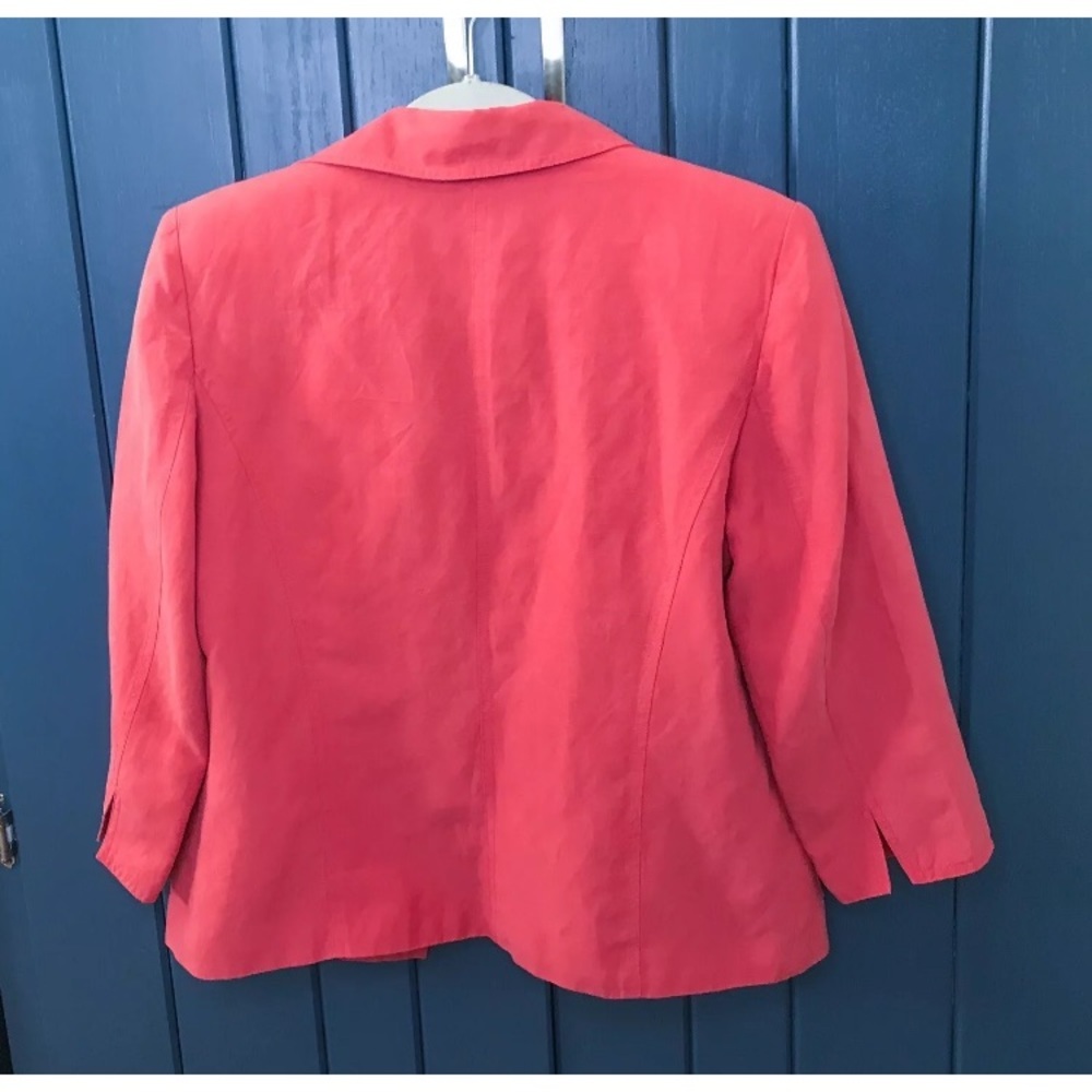 Vintage Orange Silk Linen Open Blazer Petite Medium Y2K Lagenlook Goblin Core - Picture 3 of 3